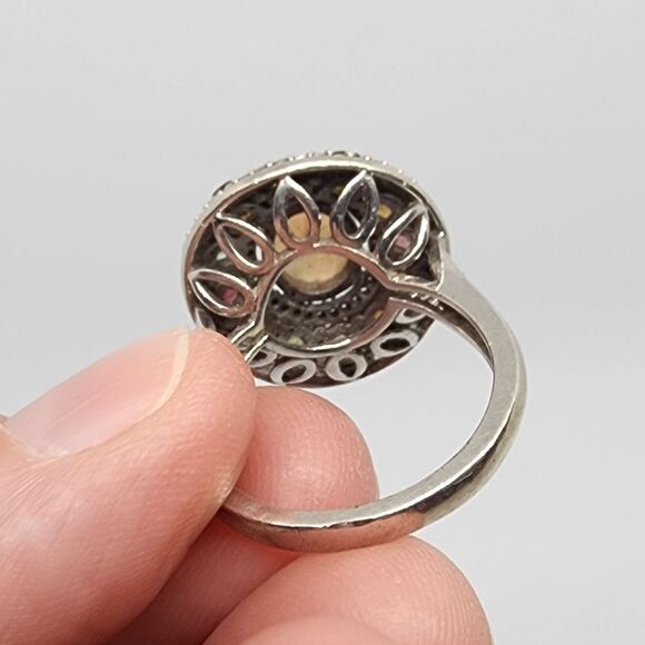 VTG 925 Sterling Silver Size 8 Authentic Carol Brodie Fire Opal Tourmaline Ring - Picture 5 of 14